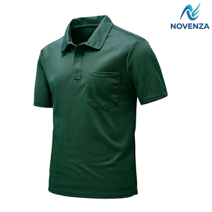 Polos personnalisés en gros pour hommes, chemises de sport à séchage rapide avec poche par Novenza - Product Image 6