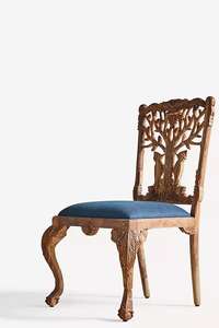 Silla decorativa con diseño de árbol de la vida y búho, tallada a mano - Product Image 6