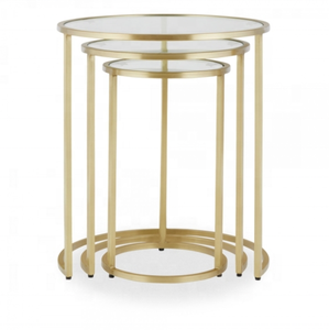 Petite table basse ronde moderne avec structure en acier, design élégant en métal pour salons, chambres ou patios - Product Image 3