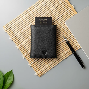 Etui porte-cartes en aluminium mince portefeuille pop up en cuir véritable Rfid pour hommes avec pince à billets - Product Image 4