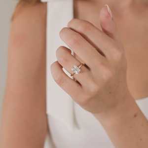 Bagues de fiançailles en diamant 2 carats, or massif 10k 14k 18k, taille émeraude, solitaire de laboratoire, sertissage à griffes, classique, alliance de mariage 1,9 mm - Product Image 2