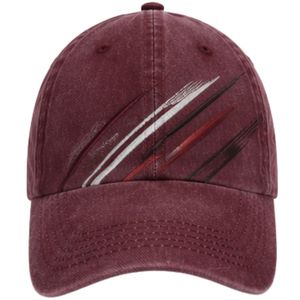 Custom Maroon <b>Vintage</b> Washed Baseball <b>Cap</b> With Abstract Brush Stroke Print Curved Brim Adjustable Unisex Custom Logo OEM Hat - Product Image 1