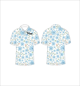 เสื้อโปโลพิมพ์ลายดอกไม้สีน้ำเงินสำหรับผู้ชาย แขนสั้น สวมใส่สบาย เหมาะสำหรับฤดูร้อน เล่นกอล์ฟ น้ำหนักเบา มีปก แฟชั่น - Product Image 4