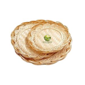 Vietnamese Handmade Bamboo Tray Lotus Flower Shape Round Woven Bamboo Plate for Fruit Snack Bread Serving - Product Image 6