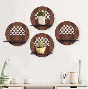 Set 2 Hanging Wooden Floating <b>Shelf</b> Rope Triangle Wall Mount Plant Storage Ledge Rustic Living Room <b>Bedroom</b> Display Organizer - Product Image 3