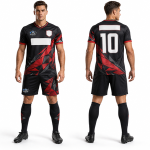 Nuevo Conjunto de Camiseta y Pantalones Cortos de Fútbol, Secado Rápido, Tela de Poliéster, Impresión de Números, Ropa Deportiva Cómoda para Equipos, Proveedor - Product Image 1