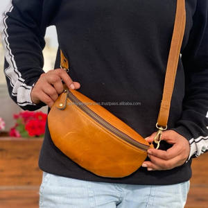 Everyday Comfortable Genuine Cowhide Leather Crossbody <b>Bag</b> Versatile Vintage Style Fanny Pack Zip Closure Personalized <b>Men</b> Women - Product Image 4