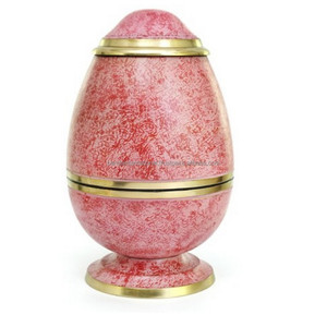 Urnas de cremación de latón de forma única y de alta calidad con grabado de flores Urnas funerarias de metal con acabado dorado y azul - Product Image 4