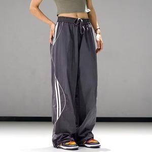 100% Poly Unisex Loose Fit Athleisure <b>Trousers</b> Elastic Waist Baggy Joggers <b>Y2K</b> Fashion Side Stripe Hip Hop Style Track Pants - Product Image 1