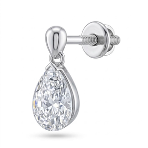 Pendientes de Diamantes con Corte de Pera en Oro Blanco de 14K con Engaste de Bisel, Joyería Clásica de Boda para Mujer - Product Image 1