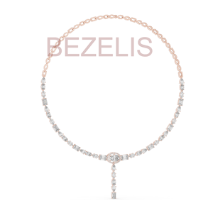Collar de diamantes cultivados en laboratorio, collar de diamantes CVD tipo tenis, colgante de diamantes de forma ovalada, collar de joyería fina moderna. - Product Image 2
