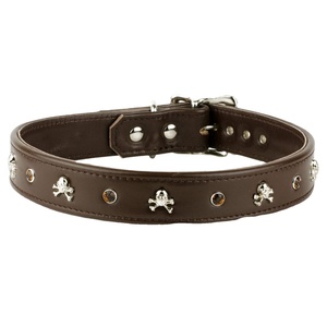 ปลอกคอสุนัขหนังแท้ลายทึบทำด้วยมือพร้อมกระดุมคริสตัลจาก Concho ทำงานดีไซน์ใหม่ - Product Image 3
