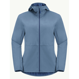 Chaqueta azul para mujer, de softshell, con capucha, cortavientos, con cremallera, para actividades al aire libre - Product Image 1