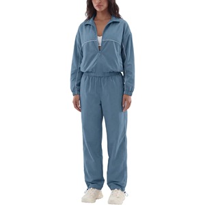 Ensemble coupe-vent imperméable personnalisé pour femme – Veste zippée ample et pantalon de survêtement à épaules tombantes – Tenue de sport d'extérieur - Product Image 6