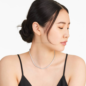 สร้อยคอเพชรทรงกลมเจียระไนแบบบริลเลียนท์ น้ำหนัก 0.50 กะรัต เพชรเลี้ยงในห้องปฏิบัติการ สีเหลือง ชมพู ขาว งานฝีมือประณีต สำหรับส่งออก ขายส่ง - Product Image 2