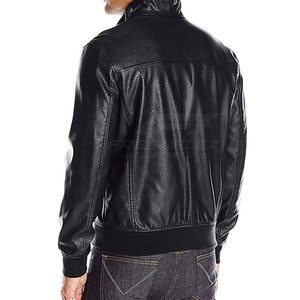Factory Direct Sale Wholesale Rate Men's Casual <b>Winter</b> <b>Leather</b> <b>Jacket</b> with Stand Collar Zipper Closure Lightweight OEM Service - Product Image 2