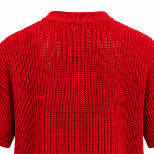 <b>Bright</b> Red <b>Men</b> Knitted T <b>Shirt</b> Short Sleeve Crew Neck Textured Casual Top Custom Printed Streetwear Summer Fashion Wholesale - Product Image 4