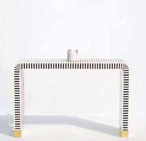 Table rectangulaire Art Déco en or blanc avec incrustations d'os pour collections de luxe, mobilier indien fait main pour la vente en gros haut de gamme - Product Image 4