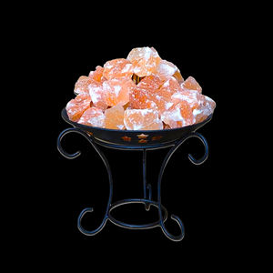 Meilleure Vente : Lampe Décorative en Sel de l'Himalaya avec Panier en Fer, Formes Irrégulières Uniques, Style Bol Plein d'Amour, Artisanat Naturel - Product Image 3