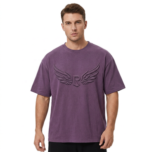   T-shirt Homme Oversize à Manches Courtes avec Logo R Ailes en Relief, Col Rond Tricoté, Design Décontracté sur le Devant - Product Image 2