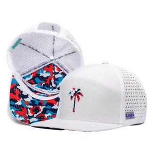 White Trucker Snapback Hat Floral Print Underbrim Snapback Cap Mesh Back 5 Panel Summer Street Style Caps - Product Image 1