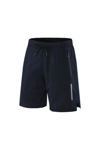 Shorts de sport pour homme à séchage rapide, taille mi-haute avec cordon de serrage, poches zippées, couleur unie, coupe Bermuda, vêtements de sport - Product Image 3