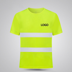 <b>Men's</b> High Visibility Reflective Safety T-<b>Shirt</b> Short Sleeve Quick Dry Workwear Style Green Polyester Casual <b>Shirt</b> Summer Wear - Product Image 1