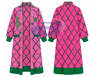 Alpha | Kapa | Alpha Women's Long Pink Green Argyle Knit <b>Duster</b> <b>Cardigan</b> Mandarin Collar Winter Sweater With Pockets Sweater - Product Image 6