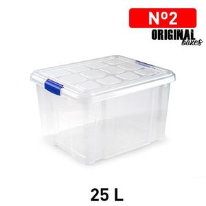 Scatole Originali in Plastica da 25 L Trasparenti Impilabili per Organizzazione Domestica - Product Image 1