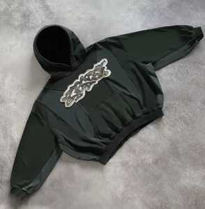 Hot Sell Regular Fit Autumn Unisex Lined Knitted Heavyweight Fleece Eco-Friendly Hoodie Custom Logo Embossed 3D Embroidery - Product Image 3