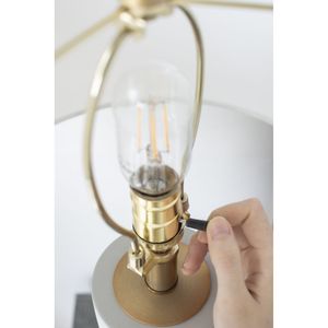 Lampada da tavolo in cemento 15x15x30 pollici con dettagli in metallo - Product Image 6