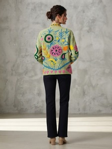 Chaqueta de Tela TNT Bordada con Suzani Verde de Lujo para Mujer, Hecha a Mano, Multicolor, Estilo Bohemio, Venta al Por Mayor B2B, Ropa Exterior de Moda - Product Image 4