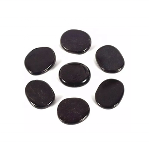 Pierre palmier plat noir obsidienne palmier plat cristal pierre précieuse pierre naturelle plat forme ovale pierre de poche Protection grossiste - Product Image 6