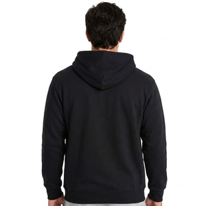 <b>Men</b> <b>s</b> <b>Black</b> Hooded Sweatshirt Regular Fit Cotton <b>Fleece</b> Casual Pullover With Pocket Autumn Wear - Product Image 2