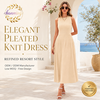 Robes Décontractées Printemps-Été 2026 pour Femmes – Robe de Travail Professionnelle Mi-Longue sans Manches Plissée Coupe Trapèze pour Cocktail