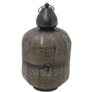 Lanterne en fer forgé faite à la main, de couleur antique et dorée, de forme ronde, lanterne suspendue pour la décoration de la maison, porte-bougie fait à la main - Product Image 1