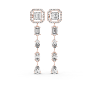 Luxury Diamond Long Drop Earrings Rose Gold White Gold Yellow Gold Multi Shape Stone Designer Earrings for Women - Product Image 1