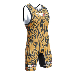 Custom Tiger Stripe <b>Wrestling</b> <b>Singlet</b> for <b>Men</b> Gold Black Sublimation Team Competition Uniform Personalized Logo OEM Sportswear - Product Image 4