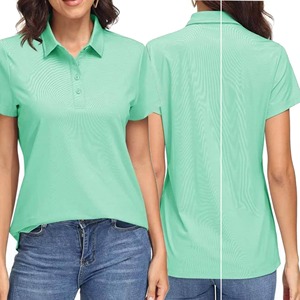 เสื้อโปโลผู้หญิงสำหรับตีกอล์ฟ น้ำหนักเบา ออกแบบได้ตามต้องการ แขนสั้น แห้งเร็ว ติดกระดุม 4 เม็ด - Product Image 3