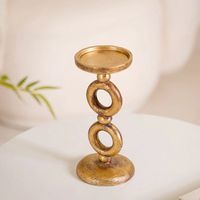 Support de bougie conique en aluminium fait main, motif fleur dorée moderne, en forme de lys botanique, pour centre de table de Noël, vente en gros