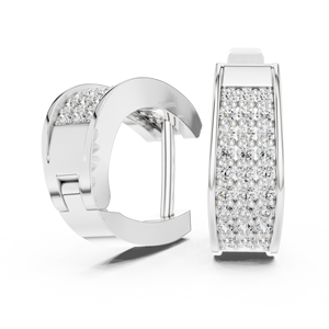 Pendientes Huggie con Pavé de Diamantes Creados en Laboratorio, Pendientes de Aro Gruesos Curvos, Joyería de Diamantes de Diseño Elegante para Mujer - Product Image 3