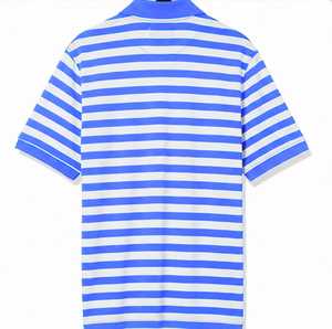 เสื้อเชิ้ตผู้ชายสีฟ้าอ่อนสไตล์วินเทจ  โลโก้ด้านหน้า แขนสั้น ระบายอากาศได้ดี ผลิตจากผ้าถักผสมโพลีเอสเตอร์/คอตตอน สำหรับใส่ลำลอง - Product Image 2