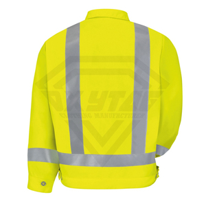 Custom High Visibility Safety <b>Jacket</b> Reflective Workwear Uniform Industrial Protective <b>Construction</b> Gear Fluorescent Mens Coat - Product Image 4