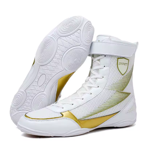 Chaussures de lutte montantes pour hommes, tige en maille blanche, semelle extérieure en caoutchouc, semelle intermédiaire en EVA, baskets d'entraînement de combat pour la salle de sport et la pratique au ring - Product Image 4