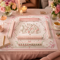 Tapis de Mahjong Américain au Design Original, 33 Pouces, en Néoprène Doux au Toucher, Tapis de Table de Luxe Élégant, Décoration Artistique Palm Beach, Tapis de Table de Mahjong