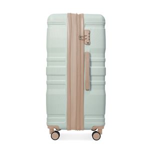 Set bagaglio in ABS espandibile da 4 pezzi durevole Spinner a 360 gradi ruote valigia borsa da viaggio verde grigio dorato - Product Image 5