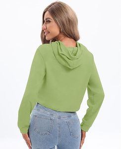 <b>Bulk</b> Custom Women Hooded Crop Top Trendy Street Style Sweatshirt Supplier - Product Image 2