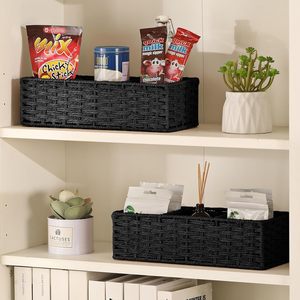 Best Price Paper Rope Wicker <b>Basket</b> Small Storage <b>Basket</b> for Organizing Toilet Paper <b>Foldable</b> Large Cube Organizer Bin for Shelf - Product Image 3