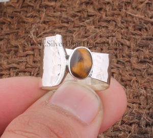 Bague vintage en œil de tigre naturel, argent sterling 925, bague pour homme, bague signet, bijoux faits à la main, logo personnalisé, vente en gros - Product Image 4