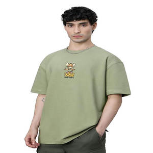 เสื้อยืดผู้ชายผ้าฝ้าย 240 กรัม ไซส์ใหญ่ สีขาวล้วน แขนสั้น ทรงหลวม ไหล่ตก ผ้าฝ้าย 100% ด้านหน้าโลโก้แบบเรียบ - Product Image 2